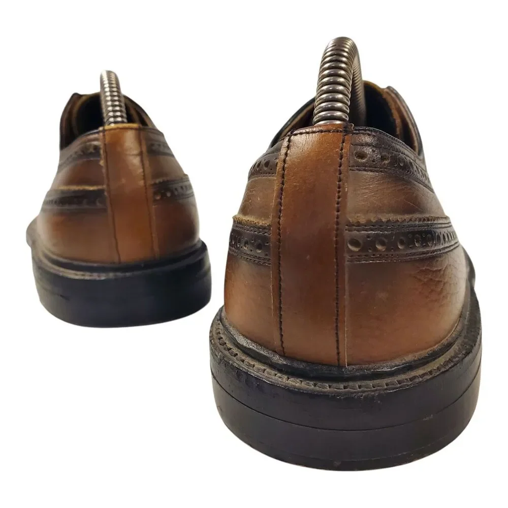Vintage FREEMAN Shoes Mens Size 8 Brown Leather Wingtip Oxford Brogue Preppy